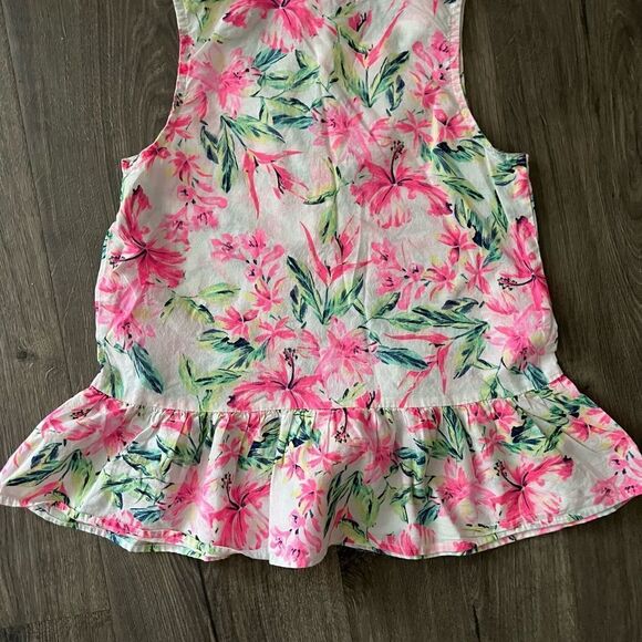 OSHKOSH FLORAL PINK PRINT PEPLUM TANK and short size 7 - Picture 3 of 8